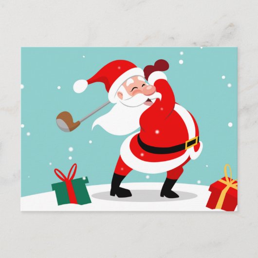 Cute Santa Claus speelt golfillustratie Briefkaart (Voorkant)