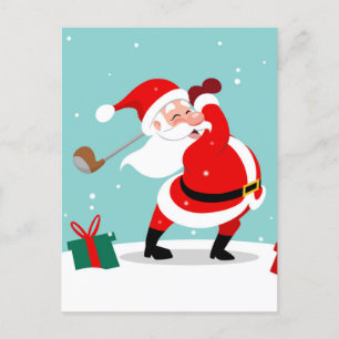 Cute Santa Claus speelt golfillustratie Briefkaart