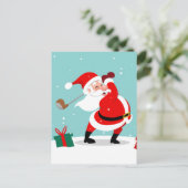 Cute Santa Claus speelt golfillustratie Briefkaart (Staand voorkant)