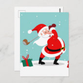 Cute Santa Claus speelt golfillustratie Briefkaart (Voorkant / Achterkant)
