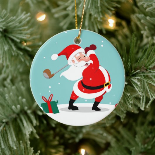 Cute Santa Claus speelt golfillustratie Keramisch Ornament (Boom)