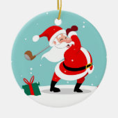 Cute Santa Claus speelt golfillustratie Keramisch Ornament (Voorkant)