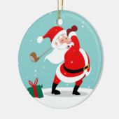 Cute Santa Claus speelt golfillustratie Keramisch Ornament (Links)