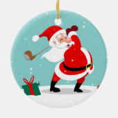 Cute Santa Claus speelt golfillustratie Keramisch Ornament (Achterkant)