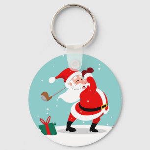 Cute Santa Claus speelt golfillustratie Sleutelhanger