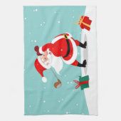 Cute Santa Claus speelt golfillustratie Theedoek (Verticaal)