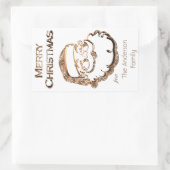Cute Santa Claus Vader Kerstkerst Elegant Gold Rechthoekige Sticker (Tas)