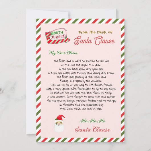 Cute Santa Clause Letter From Santa (Voorkant)