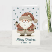 Cute Santa Clause Snowflakes Drawing Christmas Feestdagen Kaart (Voorkant)