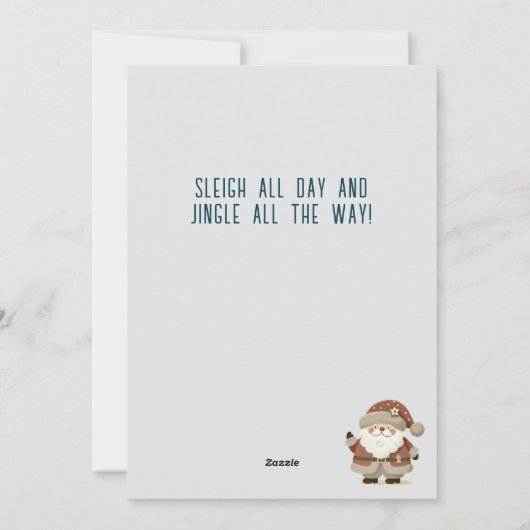 Cute Santa Clause Snowflakes Drawing Christmas Feestdagenkaart (Achterkant)