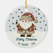 Cute Santa Clause Snowflakes Drawing Christmas Keramisch Ornament (Achterkant)
