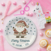 Cute Santa Clause Snowflakes Drawing Christmas Papieren Bordje (Feest)