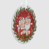 Cute Santa Couple Holiday Keepsake with Custom Nam Ornament (voorkant)