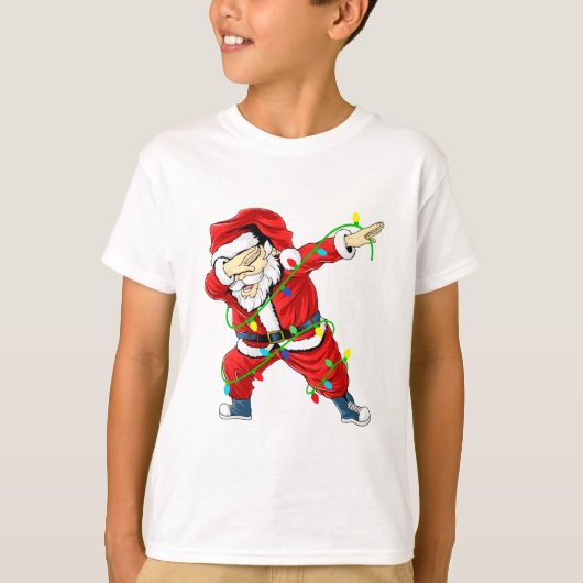 Cute Santa Dabbing Lights kerstjongen T-Shirt (Voorkant)