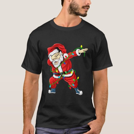 Cute Santa Dabbing Lights kerstMannen T-Shirt (Voorkant)