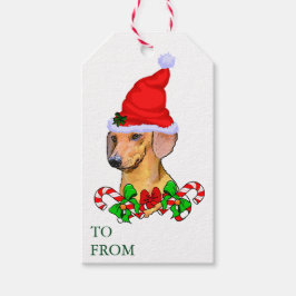 Cute Santa Dachshund-kerstcadeaus Cadeaulabel