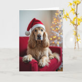 Cute Santa Dog Holiday Card Kaart (Gele Bloem)