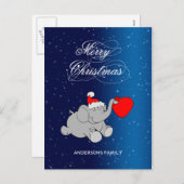 Cute Santa Elephant Feestdagenkaart (Voorkant / Achterkant)