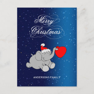 Cute Santa Elephant Feestdagenkaart