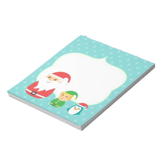 Cute Santa, Elf en Penguin, met kerstmis uitgelijn Notitieblok (Linkerzijde)