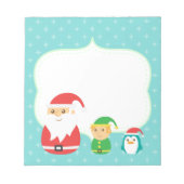 Cute Santa, Elf en Penguin, met kerstmis uitgelijn Notitieblok (Voorkant)
