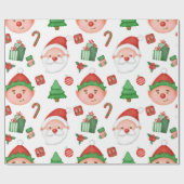 Cute Santa/Elf Wrapping Paper Cadeaupapier (Vlak)