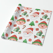Cute Santa/Elf Wrapping Paper Cadeaupapier (Uitgerold)