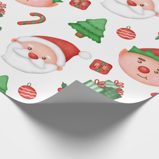 Cute Santa/Elf Wrapping Paper Cadeaupapier (Hoek)