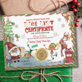 Cute Santa Elves Official Nice List Certificate  Kaart