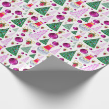 Cute Santa- en kerstbomen Waterverf Pattern
