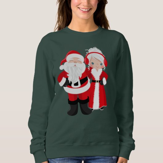 Cute Santa en Mrs Claus Holiday sweatshirt (Voorkant)