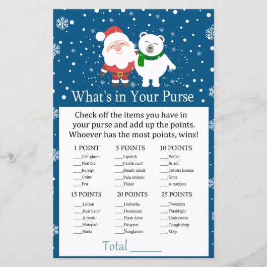 Cute santa en polair beer Wat zit er in je tas? (Voorkant)