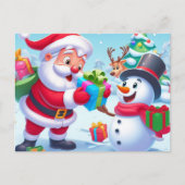 Cute Santa en Snowman Briefkaart (Voorkant)