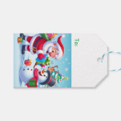 Cute Santa en Snowman Cadeaulabel (Voorkant (Horizontaal))