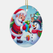 Cute Santa en Snowman Keramisch Ornament (Rechts)