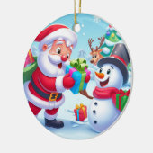 Cute Santa en Snowman Keramisch Ornament (Links)