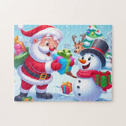 Cute Santa en Snowman Legpuzzel (Horizontaal)