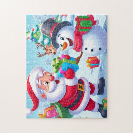Cute Santa en Snowman Legpuzzel (Verticaal)