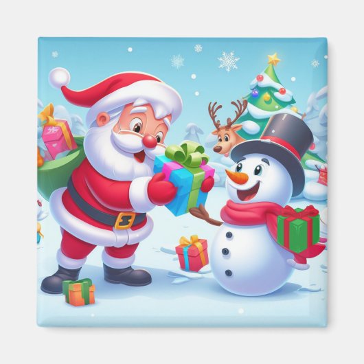Cute Santa en Snowman Magneet (Voorkant)