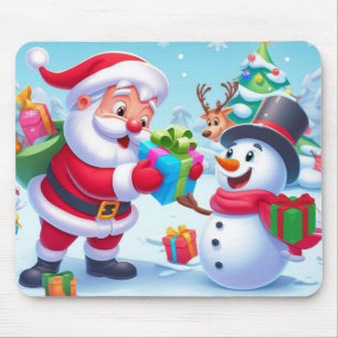 Cute Santa en Snowman Muismat
