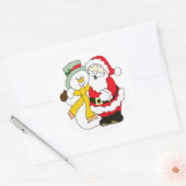 Cute Santa en Snowman Ronde Sticker (Envelop)