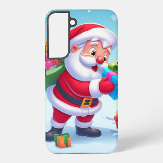 Cute Santa en Snowman Samsung Galaxy Hoesje (Achterkant)