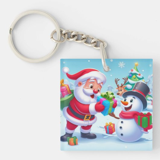 Cute Santa en Snowman Sleutelhanger (voorkant)