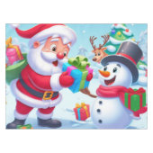 Cute Santa en Snowman Tafelkleed (Voorkant (Horizontaal))