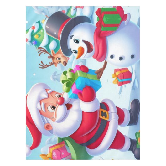 Cute Santa en Snowman Tafelkleed (Voorkant)