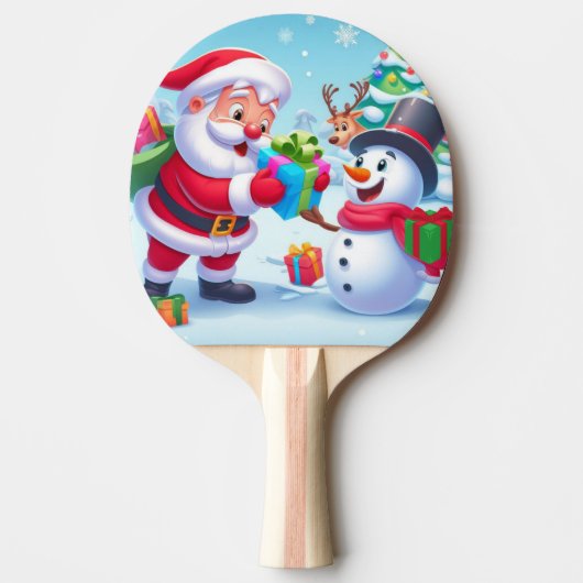 Cute Santa en Snowman Tafeltennisbatje (Voorkant)