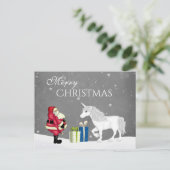 Cute Santa en Unicorn Merry Kerstmis Briefkaart (Staand voorkant)