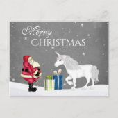 Cute Santa en Unicorn Merry Kerstmis Briefkaart (Voorkant)