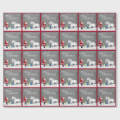 Cute Santa en Unicorn Merry Kerstmis Cadeaupapier (Vlak)