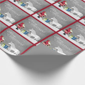 Cute Santa en Unicorn Merry Kerstmis Cadeaupapier (Hoek)